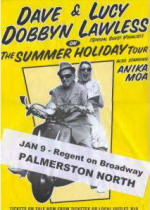 Dave and Lucy Lawless on a motorbike - poster